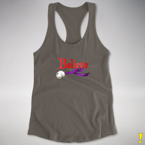 Believe Lesbian Labrys Pride Flag Jingle Bell Racerback Tank - Dark Grey